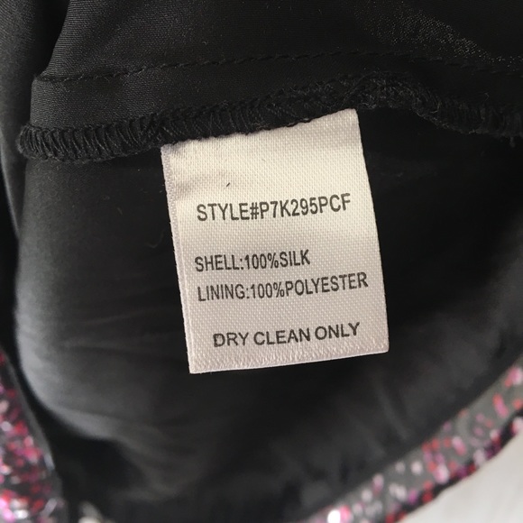 parker Black Pink Floral Silk Knee Lnth Midi Dress - Picture 4 of 8